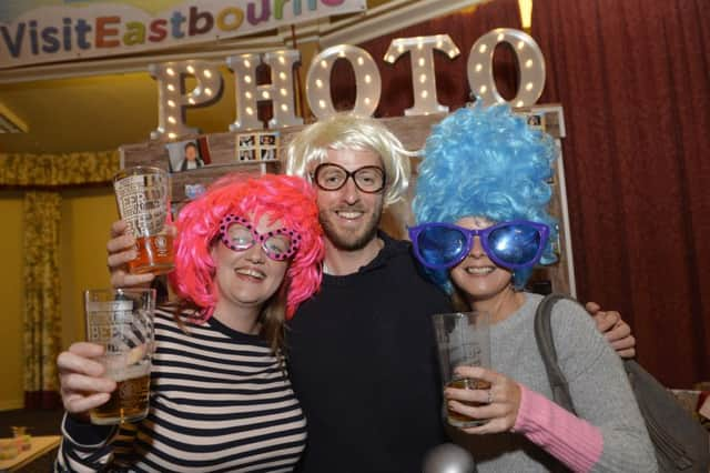 Eastbourne Beer Festival October 2017 -Sarah, Phil and Claire Avery (Photo by Jon Rigby) SUS-170910-135559008