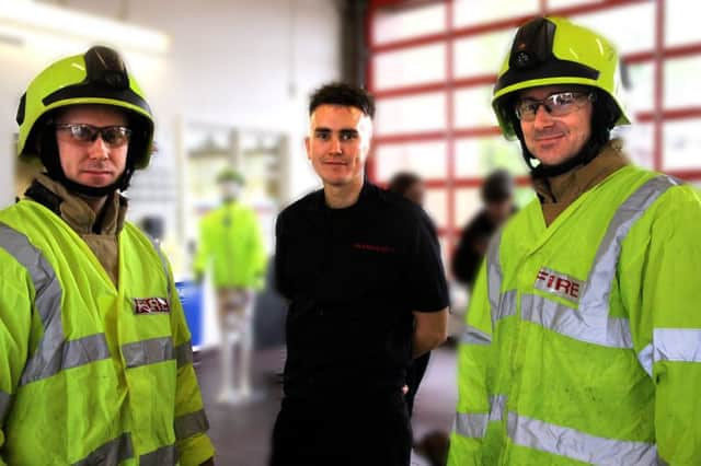 Fire and rescue staff in uniform on Saturday, photo by Ron Hill