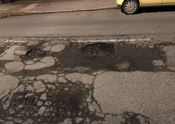 Pothole, St Philips Avenue, Eastbourne, October 2019 SUS-191023-163939001