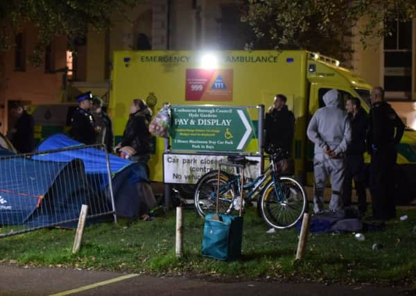 Emergency services at the scene in Eastbourne. Picture: Dan Jessup