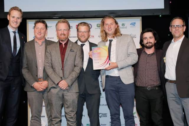 The Devonshire Park team receive their award from Cub Cadet Infinicuts Director of
Sales & Marketing Tony Whelan (far right) and BBC TV presenter Dan Walker (far left). Photo courtesy of Colin Hoskins