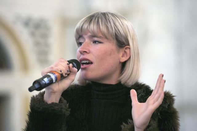 The Voice winner Molly Hocking (singing) at Roedean School. Photograph: David Mchugh / Brighton Picures