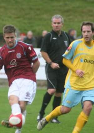 Danny Ellis on the ball during the drawn reverse fixture between Hastings United and Canvey Island at The Pilot Field in November. Picture by Terry S. Blackman