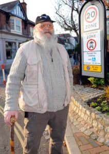 JPCT 151112  Pete Owles - unhappy about pedestrisation of east street. Photo by Derek Martin