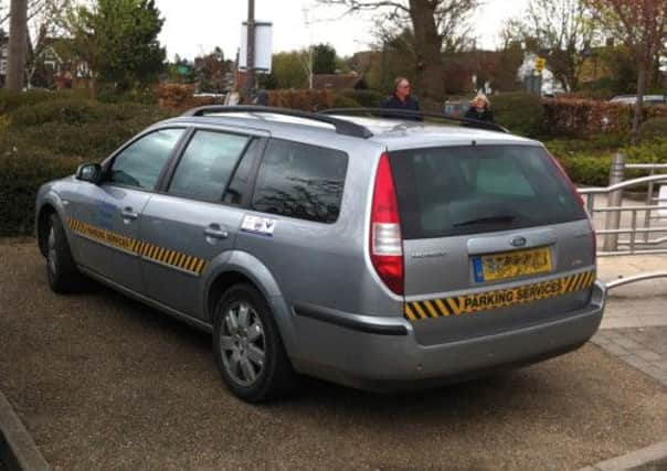 Horsham District Council parking enforcment car at the Pavilions in the Park Leisure Centre in Horsham. Picture taken by Julian Light