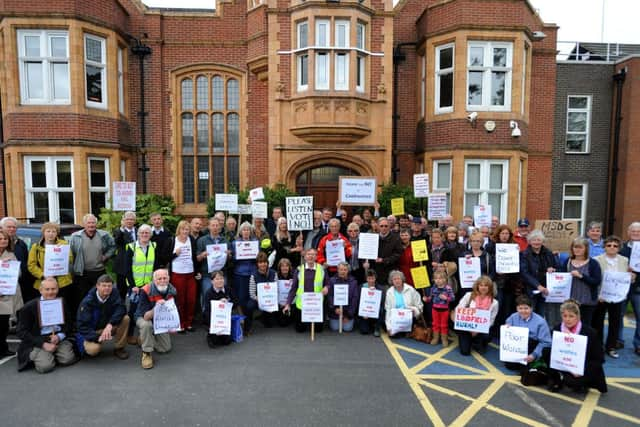 About 70 people at the MSDC offices protesting against Wates development in Lindfield