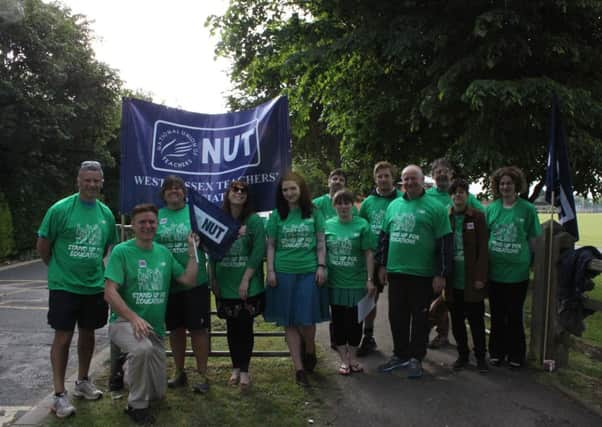 Teachers protesting at The Angmering School