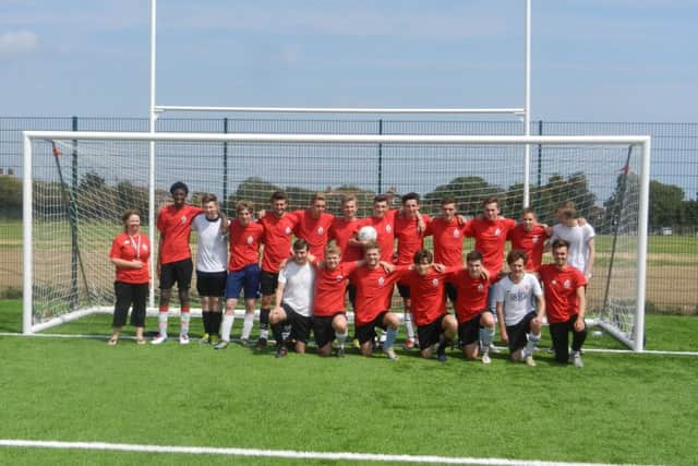 Shoreham Academy students just before their game against staff