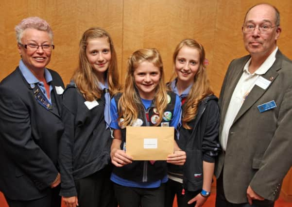 JPCT-28-09-11 S11401014a Lions Youth Project 2011, awards, County Hall North, horsham.  3rd award to 3rd Horsham Guides -photo by steve cobb