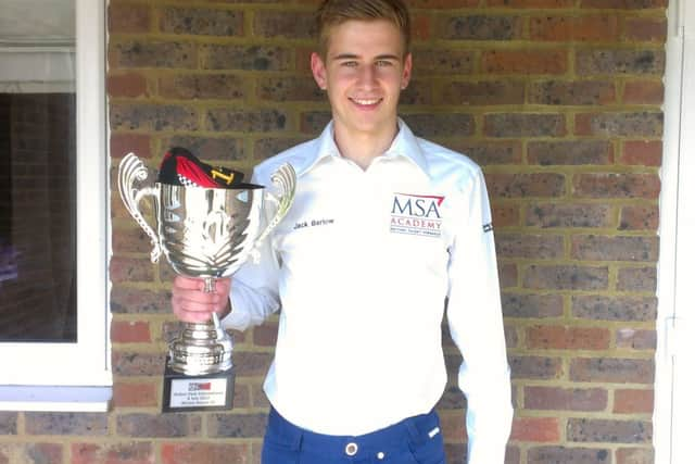 Jack Barlow clutches the trophy he won at Oulton Park earlier this month. Picture by Joe McPhee