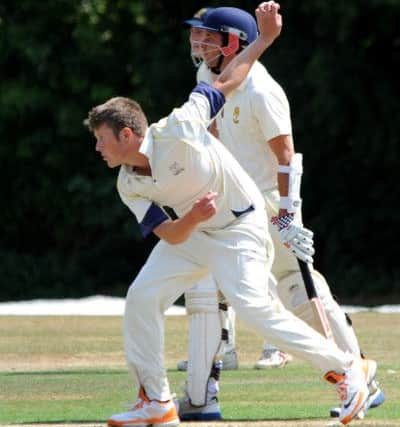 Ansty (bowling) v Haywards Heath. Johnny Young delivers