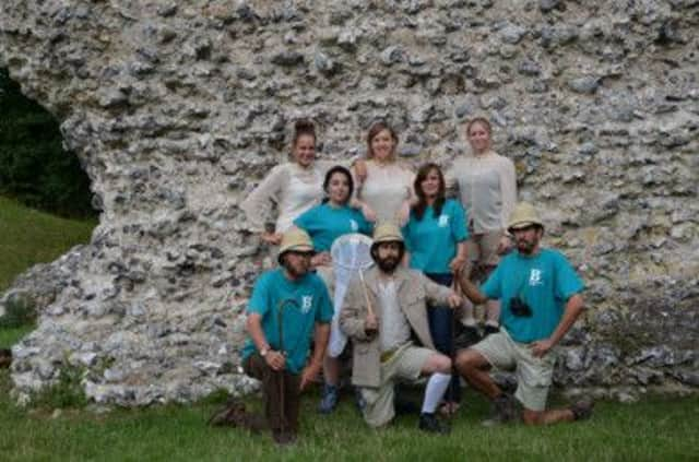 The Intrepid Explorers test out their climbing gear at Bramber Castle