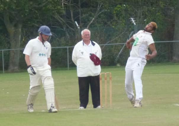 Sandun Dias bowling for Rye against Buxted Park