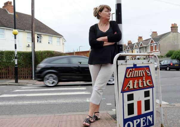 Janet Gibbins by the 'dangerous' crossing