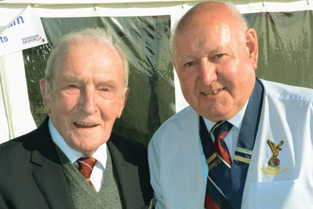 S36721H13 'Johnny' Johnson with airshow organiser Derek Harber