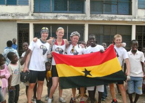 The team at the finish line.