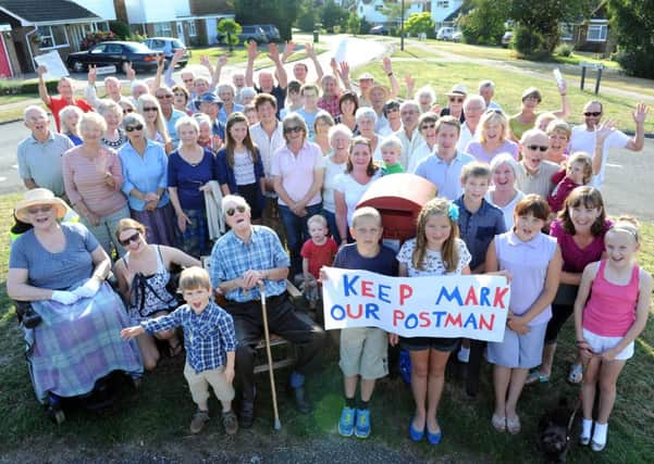 JPCT 030913 S13361458x Some of the locals at Old Millmeads, Horsham. Campaign to keep postman -photo by Steve Cobb