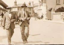 This was taken by one of the street photographers who near the entrance to Macari's in London Rd.  In the background can be seen one of the early police stations in the town.