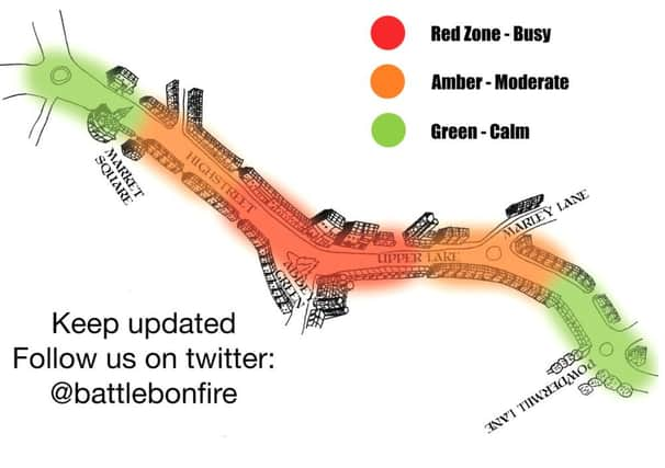 A map showing revellers where to avoid the crowds