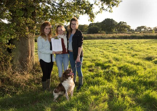 Holly Richardson, Imogen Watson and Annabelle Locke with petition  pic Kathy Horniblow