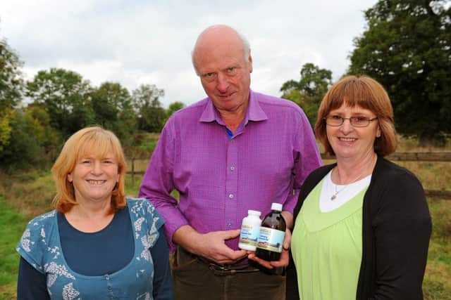 JPCT 141013 Rebranding of High Barn Oils. L to R Gay Banks, Wendy Dorkings and Durwin BanksPhoto by Derek Martin