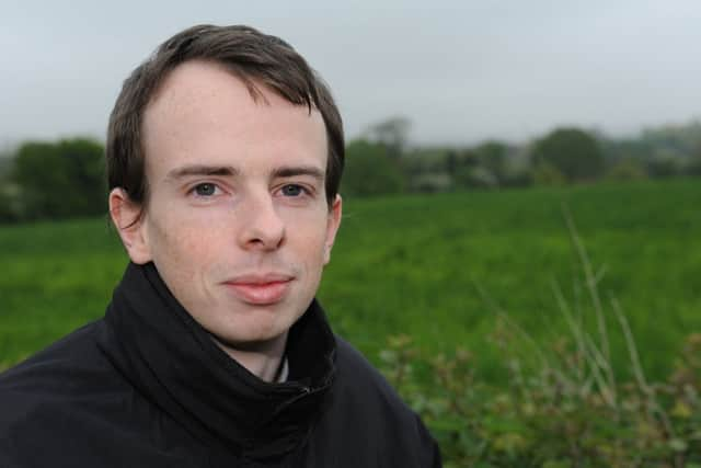 JPCT 18-05-12 S12210103a Martin Dale, Stane Street Close, Codmore Hill, Pulborough on adjacent proposed development site where he has found rare species. -photo by Steve Cobb