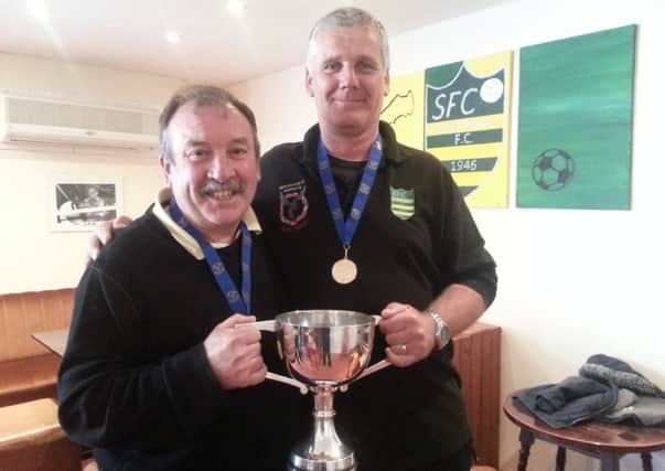 Malcolm Harwood with Tom Evans at Sidlesham, after they won the Sussex division-three title