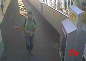 CCTV footage of man wanted by British Transport Police. Pictured at Barnham Railway Station