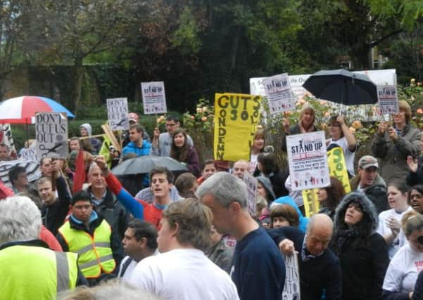 Protesters outside County Hall