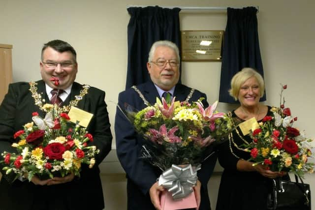 Worthing mayor Bob Smytherman, Adur Council chairman Mike Mendoza and Brighton and Hove mayor Denise Cobb beside the plaque