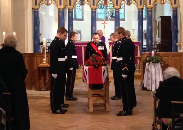 Royal Marines pictured during the funeral of Harold Kelly, in Littlehampton