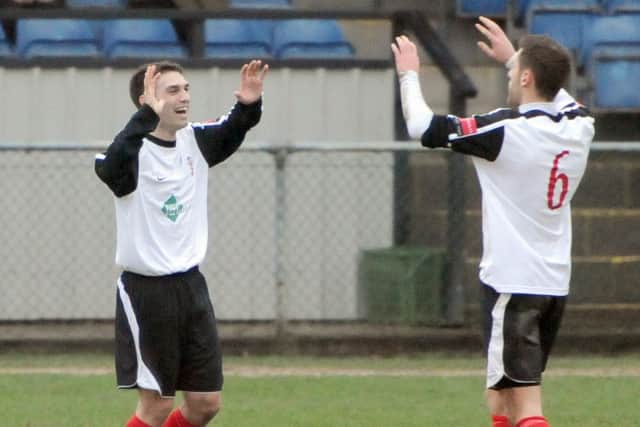 Nick Sullivan celebrates putting YM ahead but their joy was short lived. Photo by Derek Martin