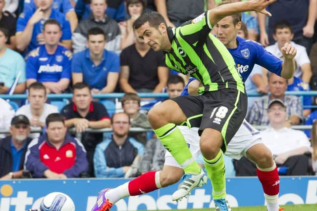 Gary Dicker playing for Brighton and Hove Albion vs Portsmouth in 2011 - photo by Johnston Press