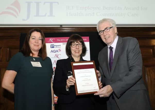 Selina Bishop, specialist skills co-ordinator at Northbrook College, with Sue Dare Northbrook College principal and Lord Willis, president of AoC Charitable Trust