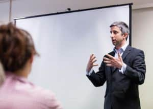 Gareth Sear giving a Microbiz talk Horsham (photo by Toby Phillips Photography).