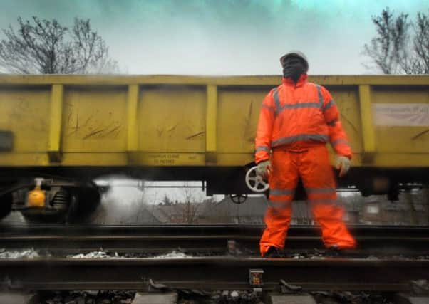 Network Rail contractors carry out work on the landslip site at Battle. 14/2/14