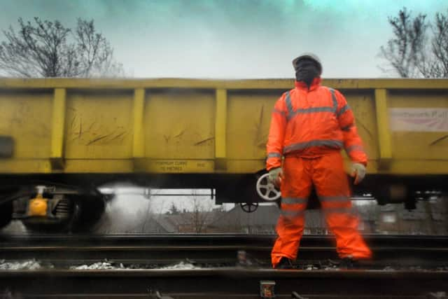 Network Rail contractors carry out work on the landslip site at Battle. 14/2/14