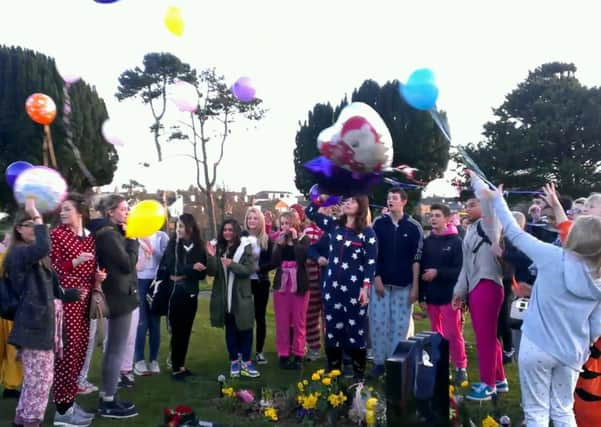 Amelia's mum, Jane Leclercq, and friends let off balloons into the sky