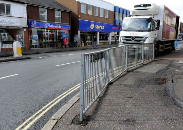 Haywards Heath Guard Rail removal March 2014. Area J - Sussex Square/South Road. Pic steve robards SUS-140303-220604001