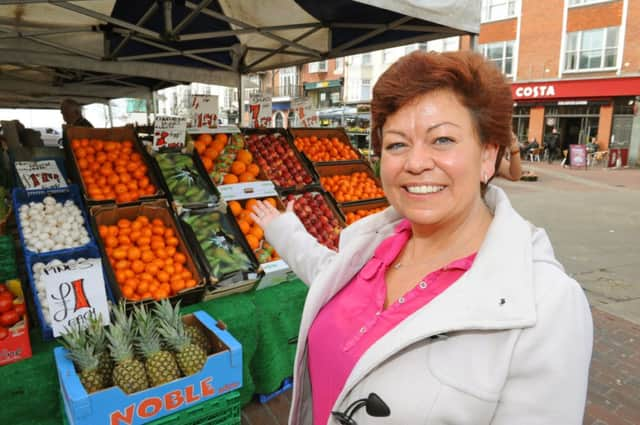 WH 020414 Sharon Clarke, Worthing town centre manager at the market in Montague Street. Photo by Derek Martin SUS-140204-104237001