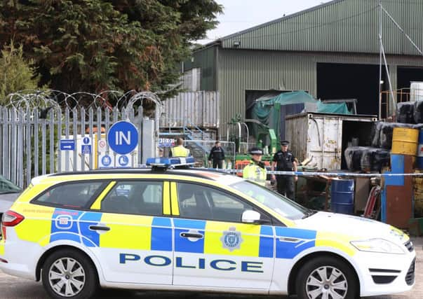 Officers at the Rudford industrial estate  photo by Eddie Mitchell