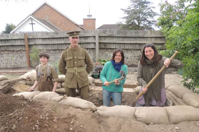 War day: left to right: Oliver Batchelor, Wayne Batchelor, Nadia Chalk and Vanessa Breen SUS-140430-155301001