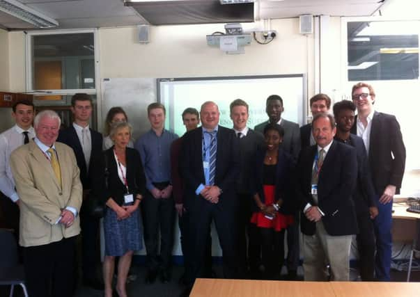 Mr Nick Wergan, Headteacher Steyning Grammar School with Louise Goldsmith during visit SUS-140605-165703001