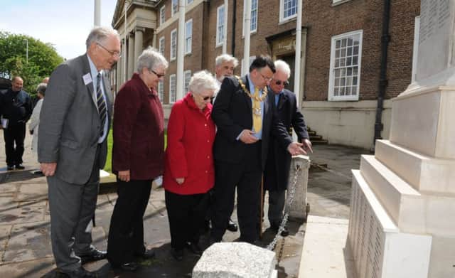 WH 220514 New names being added to WW1 memorial outside Worthing town hall. Photo by Derek Martin SUS-140522-153357001