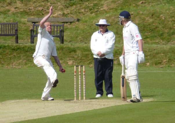 Mick Glazier bowls for Hastings Priory during the draw at home to Roffey yesterday. Picture by Simon Newstead