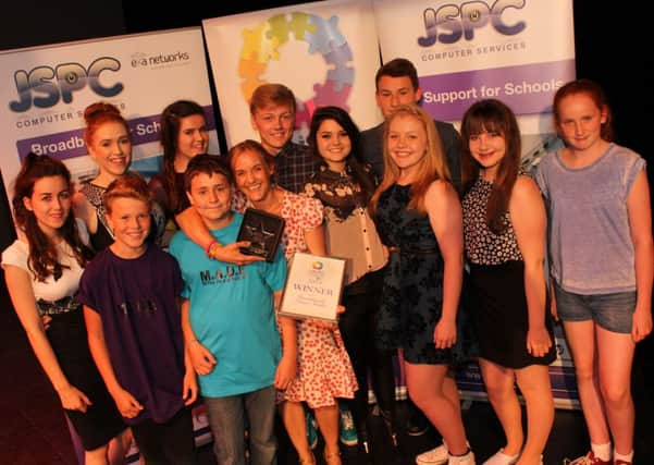 Brooklands Dance Studio winners of Dance category with Youth Awards judge Jasmin Martin  (photo by Josh Smith/submitted). SUS-140625-153657001