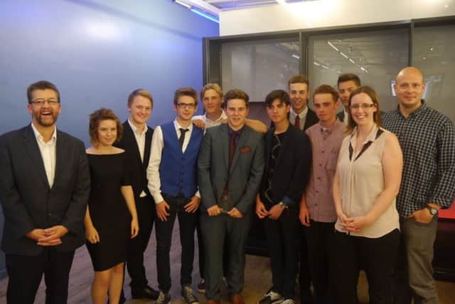 From left: Jonathan Nunns, Holly Stinton, Josh Spiers; James West; Zac Levin-Smith, Jack Cox, Harry Masih; Connor Little, Nev Brothers, Oscar Pancic; teachers Laura Ryan and Stuart Andrews