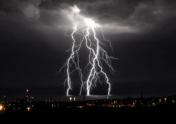 Sam Phillippe took this picture of lightning off the Southwick coast