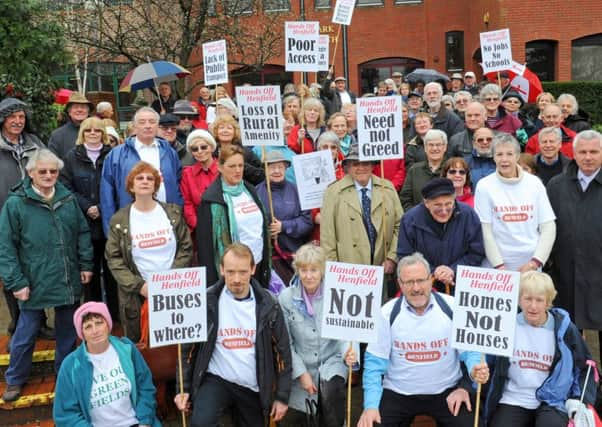 JPCT 250314 Hands off Henfield demonstration at start of public appeal on 160 homes. Photo by Derek Martin PPP-140325-112728003