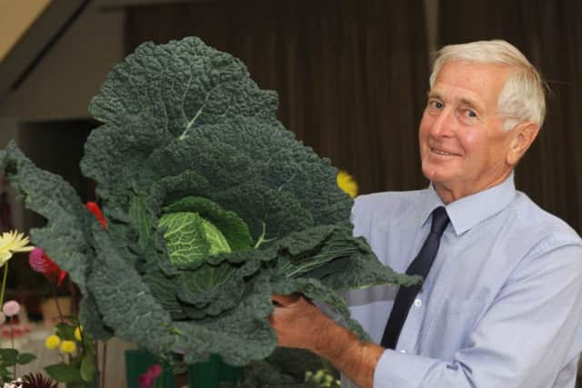 Peter Mazillius impressive Savoy cabbage was among the prize-winning exhibits in the horticulture classes at the Yapton Cottage Gardeners autumn show                                                             Photos by Kate Shemilt     C140929-5